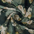 Dark Green Vintage Rose Floral Printed Organza Fabric – or 0 ta0620 110 2
