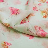 Pastel Green & Pink Floral Watercolour Organza Fabric – or 0 ta06865 110 1