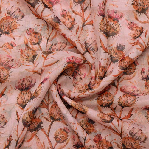 Watercolour Thistle Floral Printed Sheer Organza Fabric – or 0 ta0750 110 2
