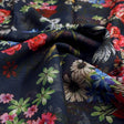 Vibrant Floral Garden on Navy Blue Sheer Organza Fabric – or 0 ta0772 110 1