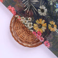 Vibrant Floral Garden on Navy Blue Sheer Organza Fabric – or 0 ta0772 110 3