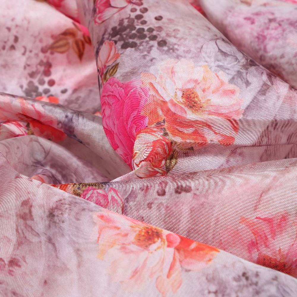 Pink Floral Printed Organza Fabric – or 0 ta07876 110 1