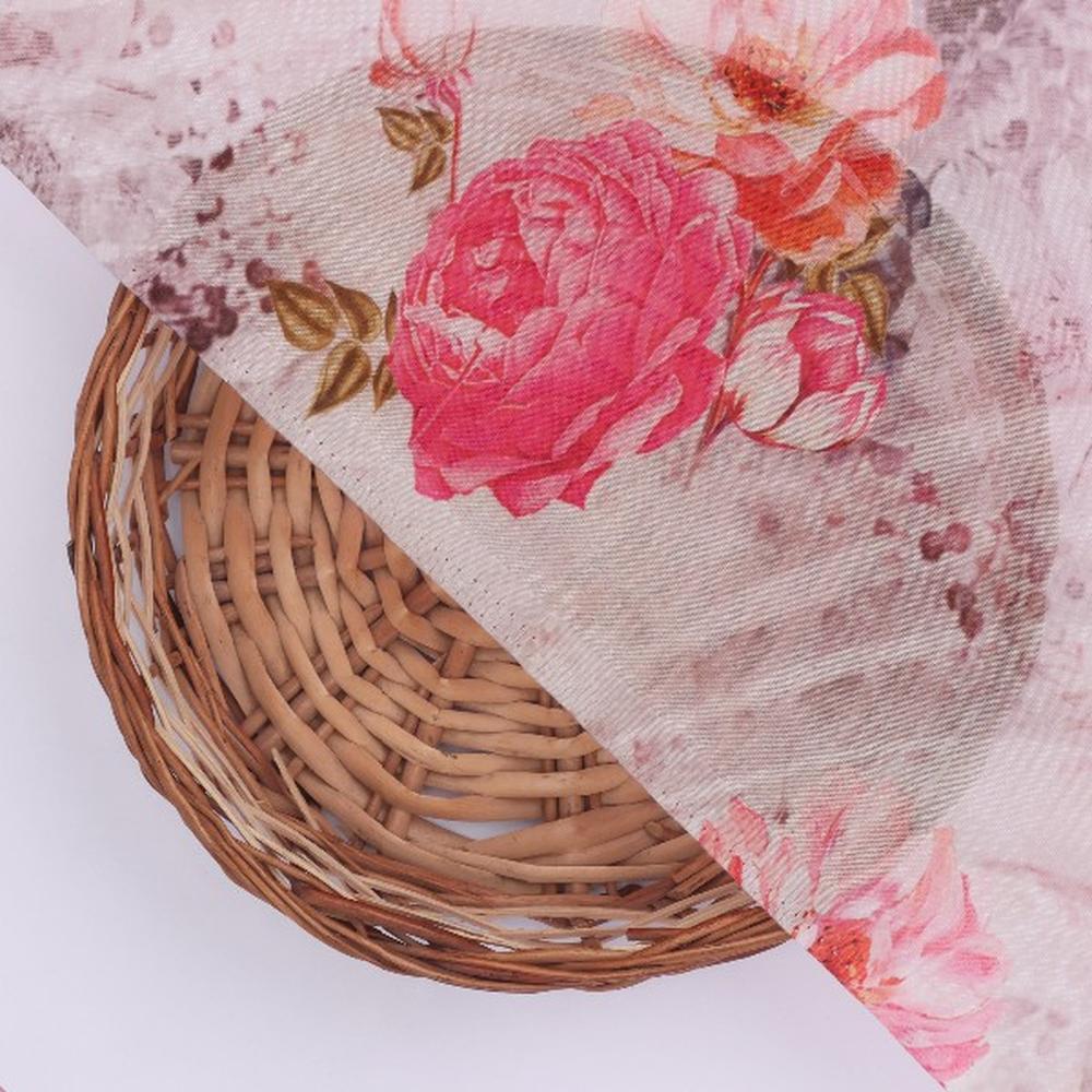 Pink Floral Printed Organza Fabric – or 0 ta07876 110 3