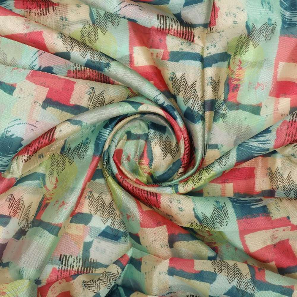 Abstract Print Organza Fabric - Multicolour – or 0 ta09987 110 2
