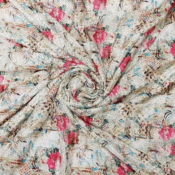 Chinon Floral Print Fabric - Off White – plch 0 pa5999 108 2 - alternate view