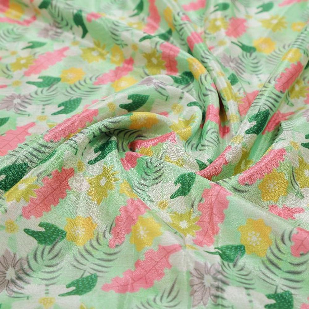 Green Chinon Floral Printed Dress Fabric – plch 0 pa7214 108 1
