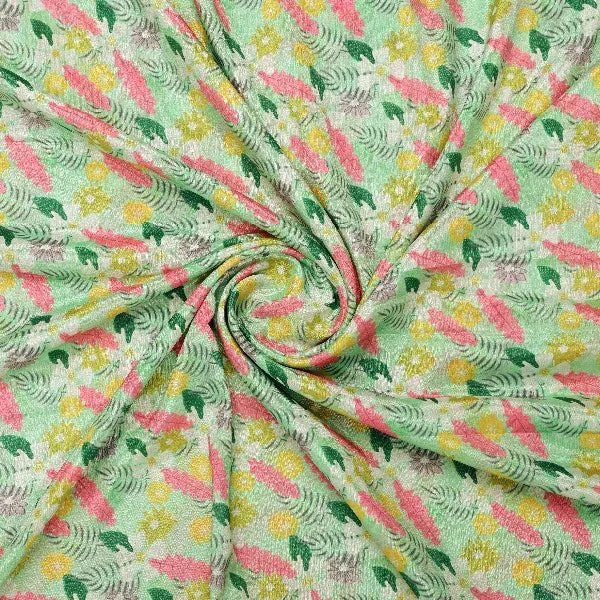 Green Chinon Floral Printed Dress Fabric – plch 0 pa7214 108 2 - alternate view