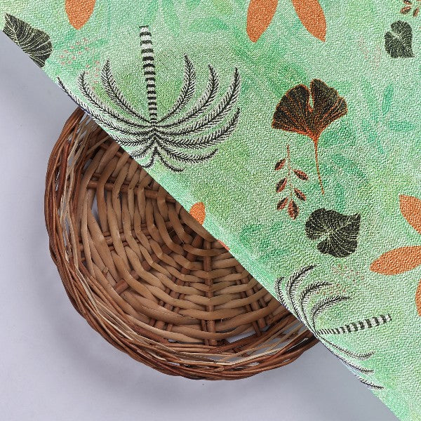 Sea Green & Orange Tropical Floral Print Chinon Fabric – plch 0 pa7226 108 3