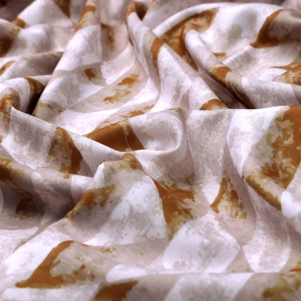 Abstract Chevron Print Earthy Toned Linen Feel Fabric