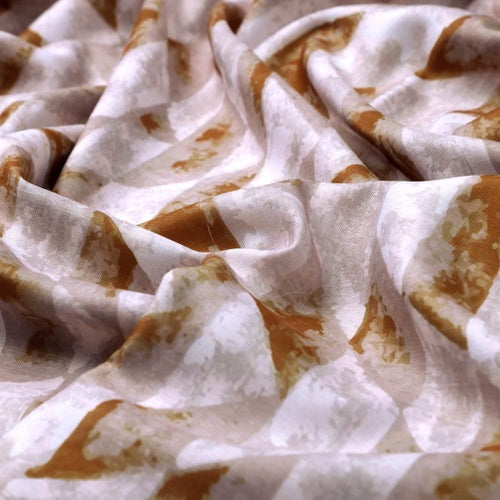 Abstract Chevron Print Earthy Toned Linen Feel Fabric