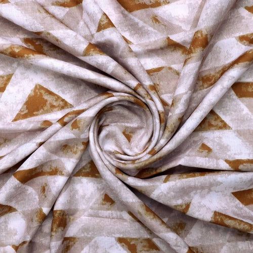 Abstract Chevron Print Earthy Toned Linen Feel Fabric
