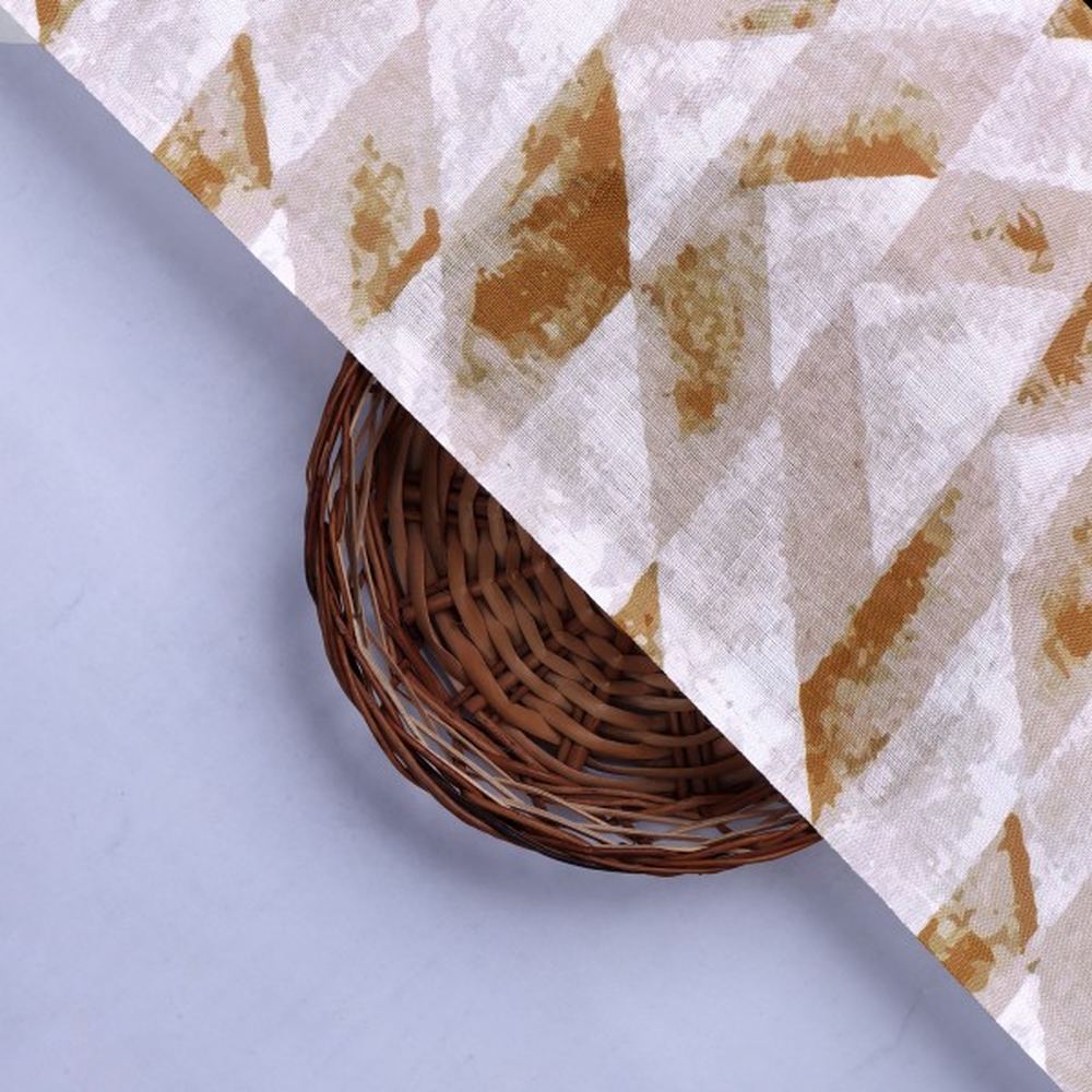 Abstract Chevron Print Earthy Toned Linen Feel Fabric