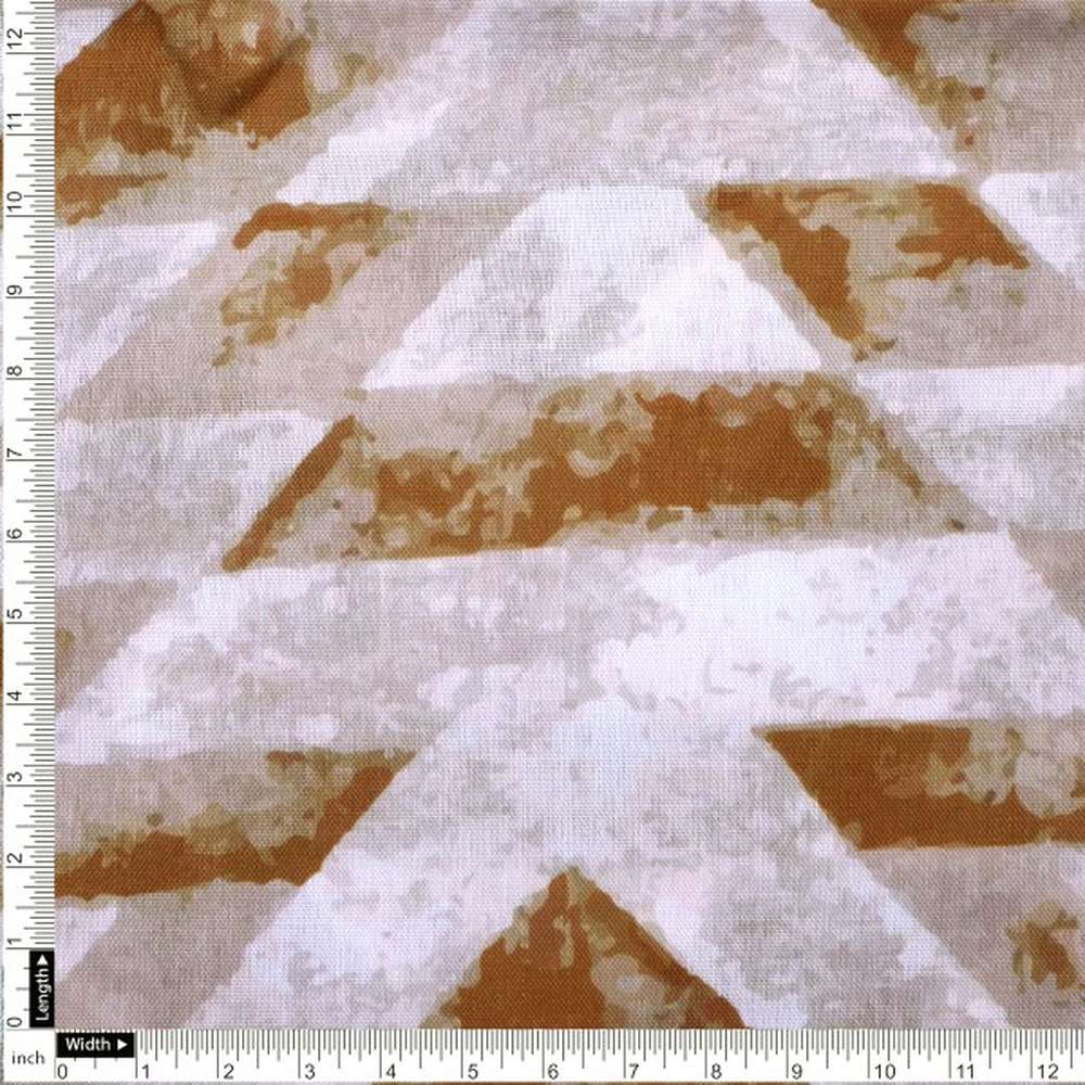 Abstract Chevron Print Earthy Toned Linen Feel Fabric