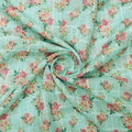 Mint Green Floral Printed Linen Fabric – poli ch ma028053 110 2