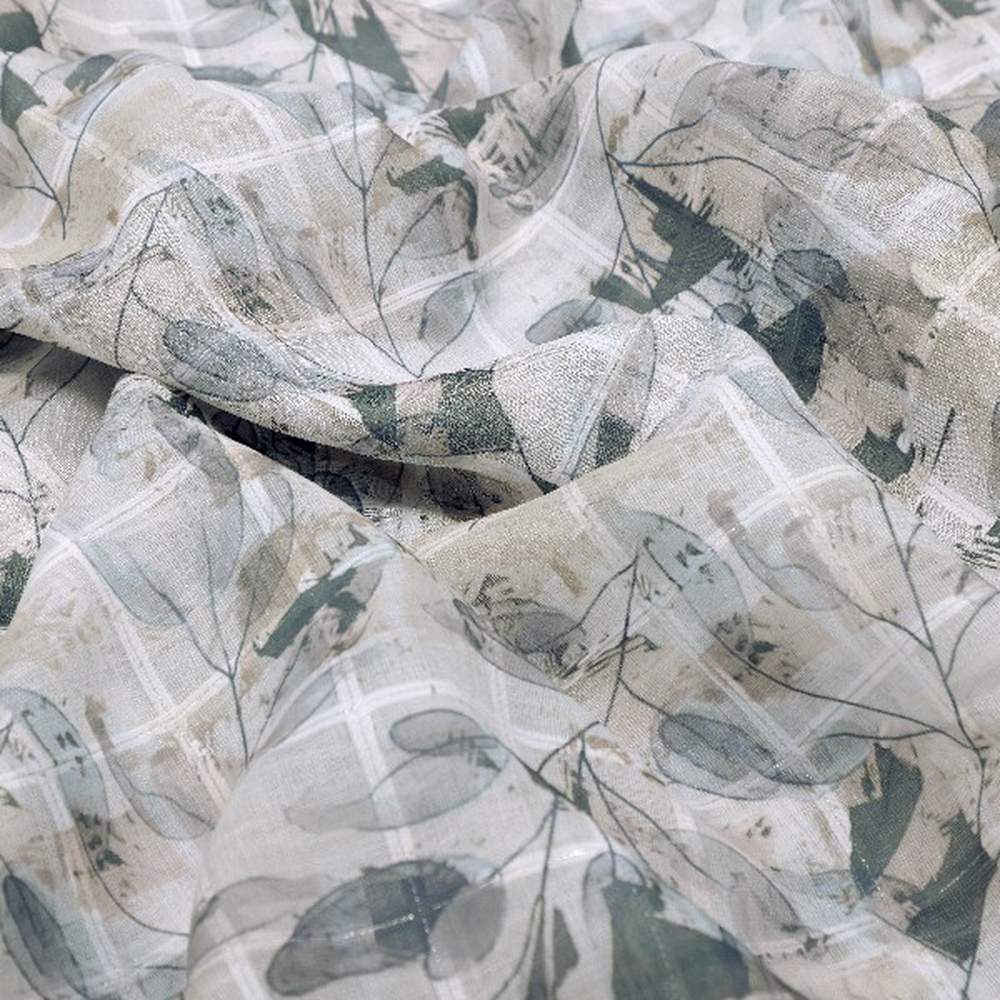 Grey Beige Linen Look Abstract Leaf Print – poli ch ma028089 110 1
