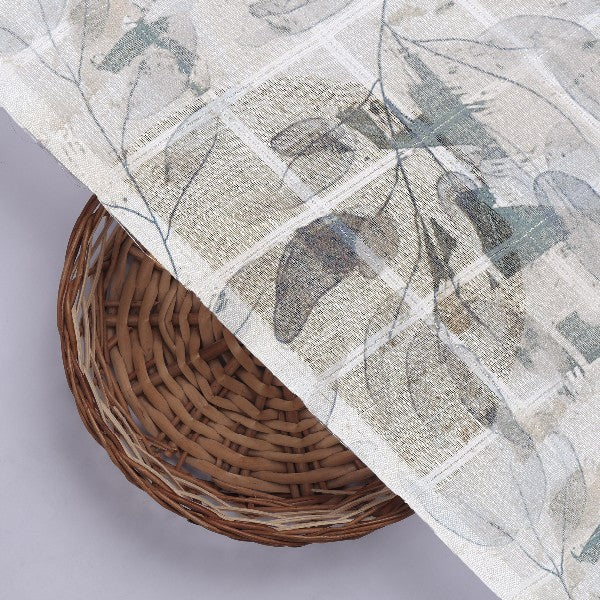 Grey Beige Linen Look Abstract Leaf Print – poli ch ma028089 110 3