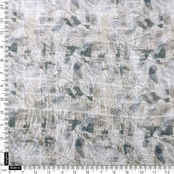 Grey Beige Linen Look Abstract Leaf Print – poli ch ma028089 110 4