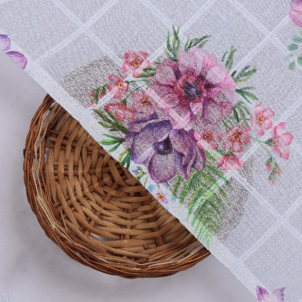 Blue Linen with Floral Bouquet Print – poli ch pa10766 110 3