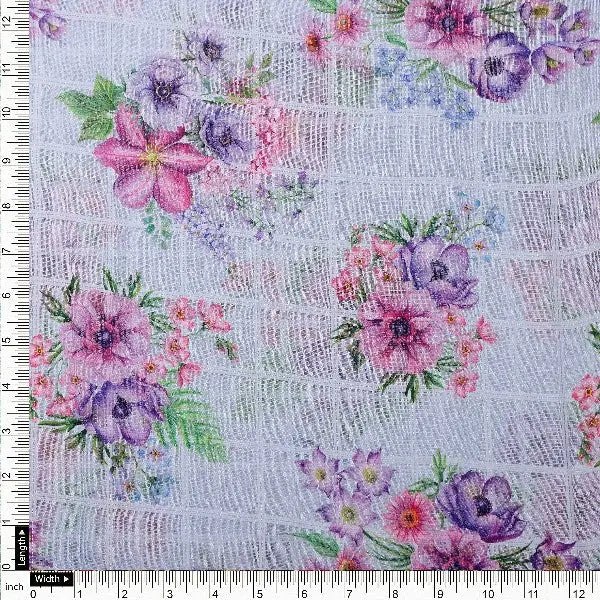 Blue Linen with Floral Bouquet Print – poli ch pa10766 110 4