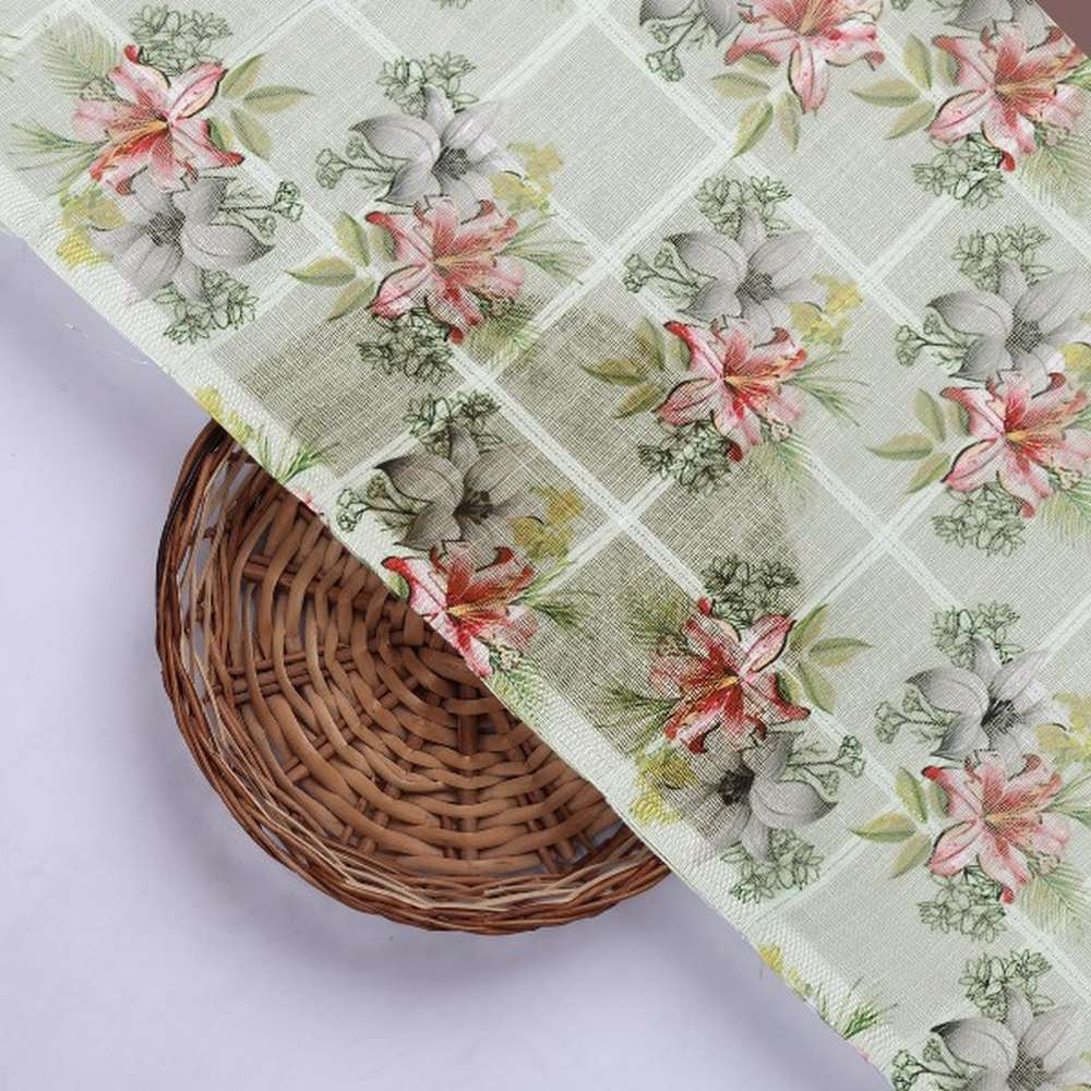 Green Floral Printed Linen Fabric – poli ch pa11068 110 3