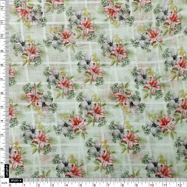 Green Floral Printed Linen Fabric – poli ch pa11068 110 4