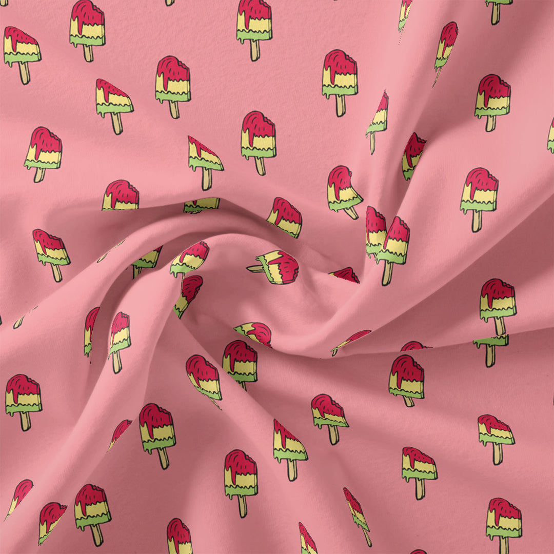 Pink and Red Popsicle Print Muslin Fabric for Kids