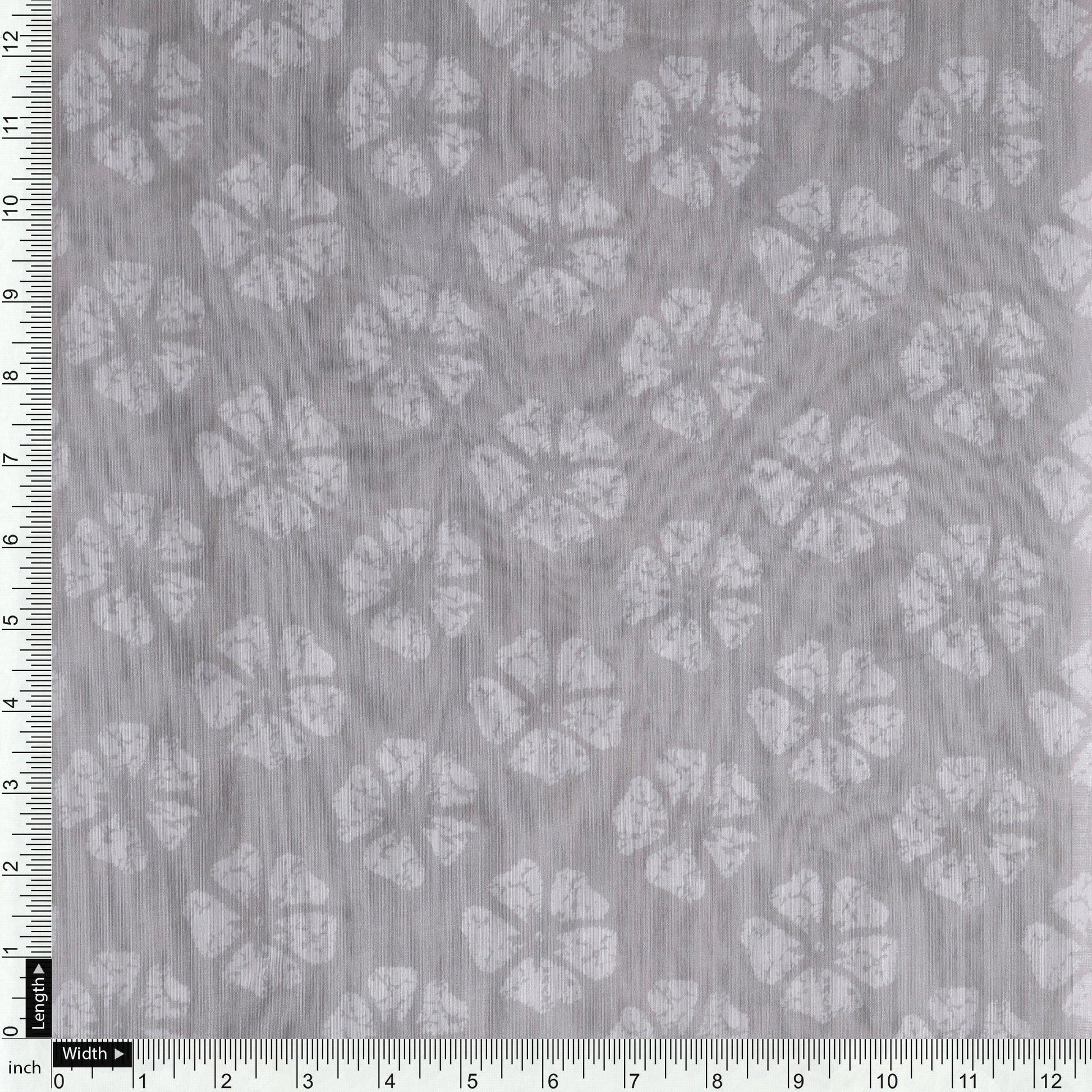 Chanderi Fabric with Gray Floral & Butti Design - FAB VOGUE Studio®
