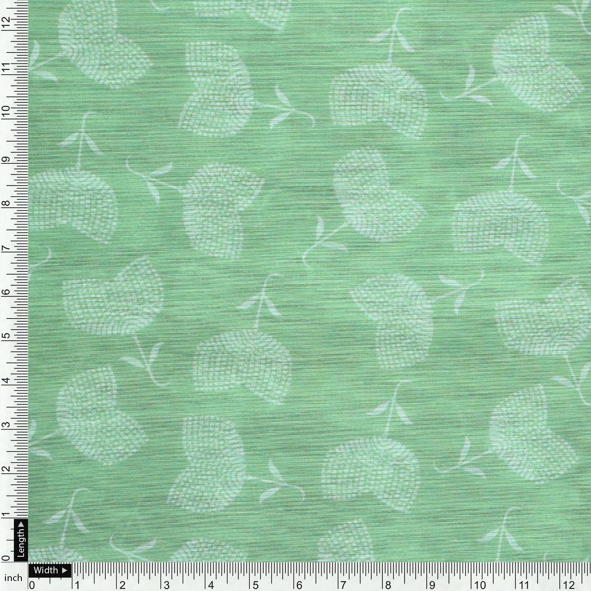 Chanderi Digital Printed Fabric with Decorative Butti Pattern in Green - FAB VOGUE Studio®