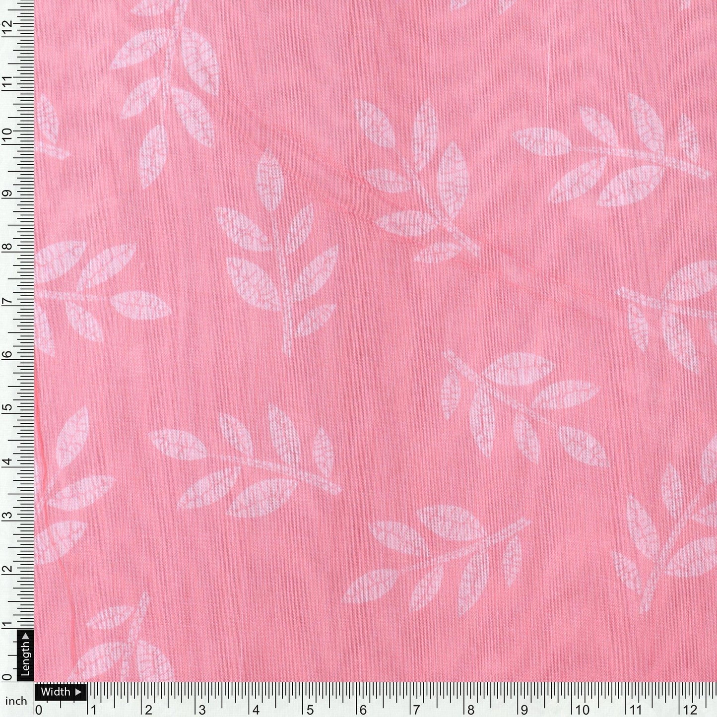 Chanderi Digital Printed Fabric with Pink Leaves Print - FAB VOGUE Studio®