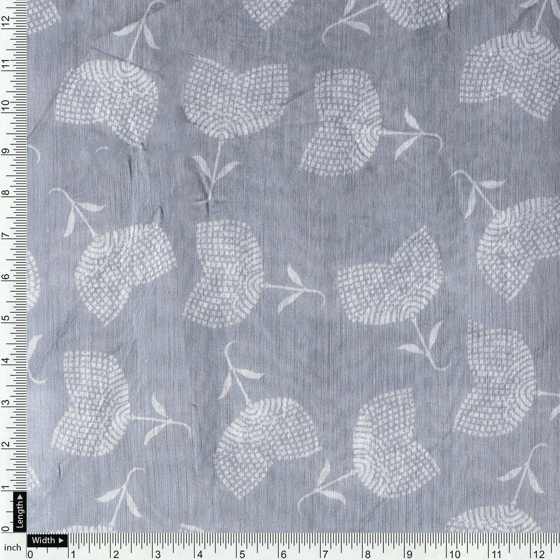 Chanderi Digital Printed Fabric in Gray with Decorative Pattern - FAB VOGUE Studio®
