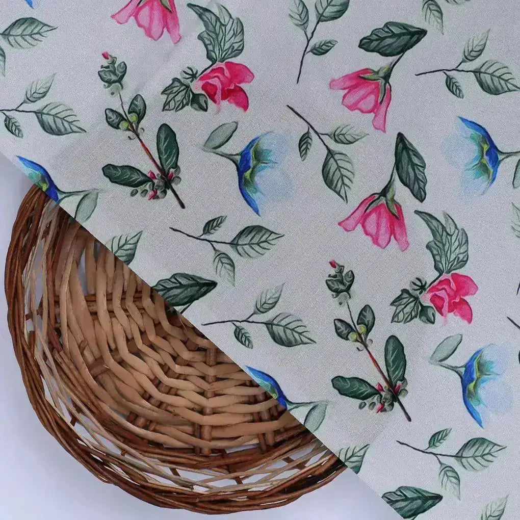 Flower With Olive Leaf Digital Printed Fabric - Crepe – cr 0 ma0109 110 flower with olive leaf digital printed fabric crepe 2