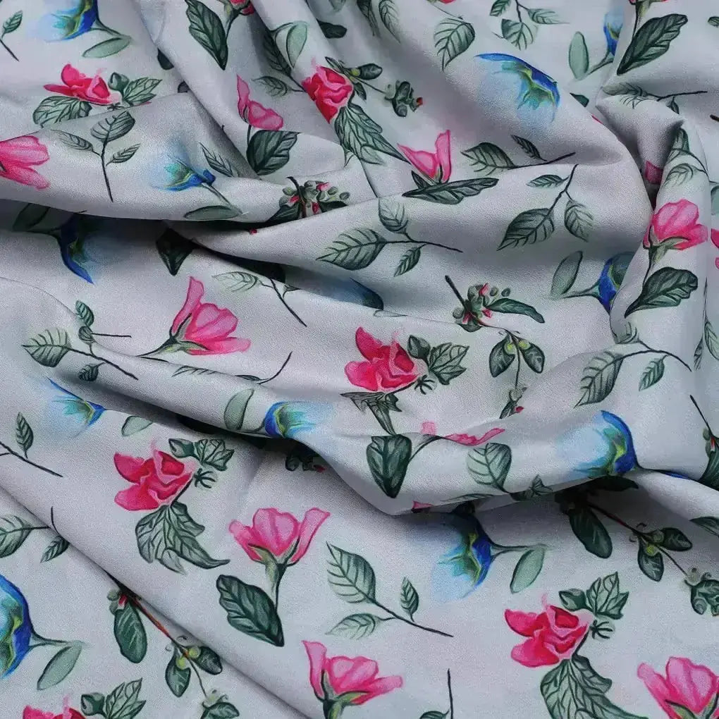 Flower With Olive Leaf Digital Printed Fabric - Crepe – cr 0 ma0109 110 flower with olive leaf digital printed fabric crepe 3