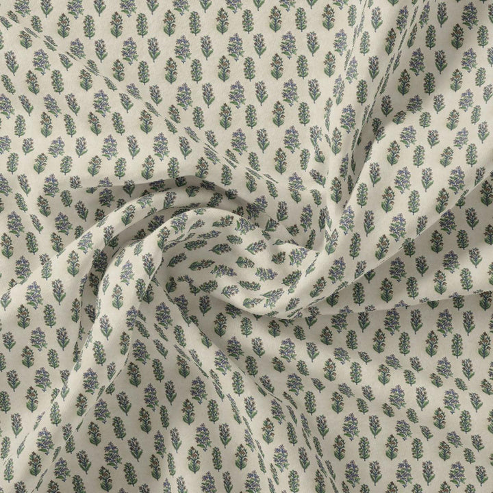 Pastel Green Flower Silk Crepe Printed Fabric - FAB VOGUE Studio®