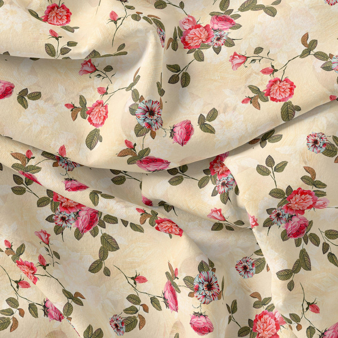 Classic Poppy Flower Digital Printed Fabric - Silk Crepe - FAB VOGUE Studio®