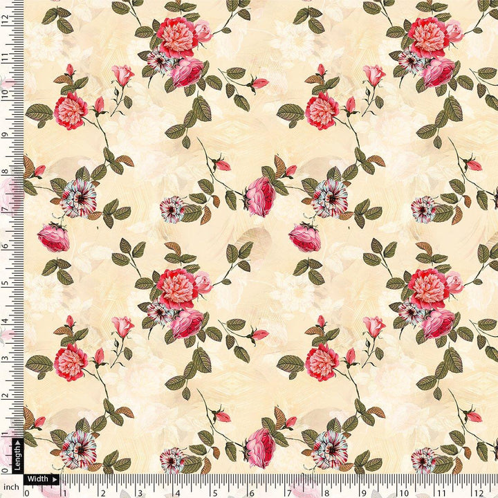 Classic Poppy Flower Digital Printed Fabric - Silk Crepe - FAB VOGUE Studio®