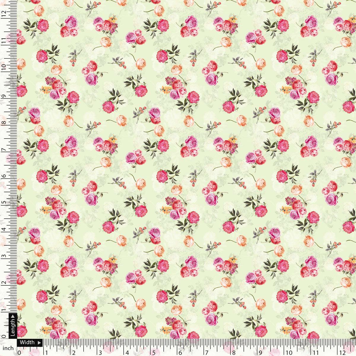 Pista Flower Silk Crepe Printed Fabric - FAB VOGUE Studio®