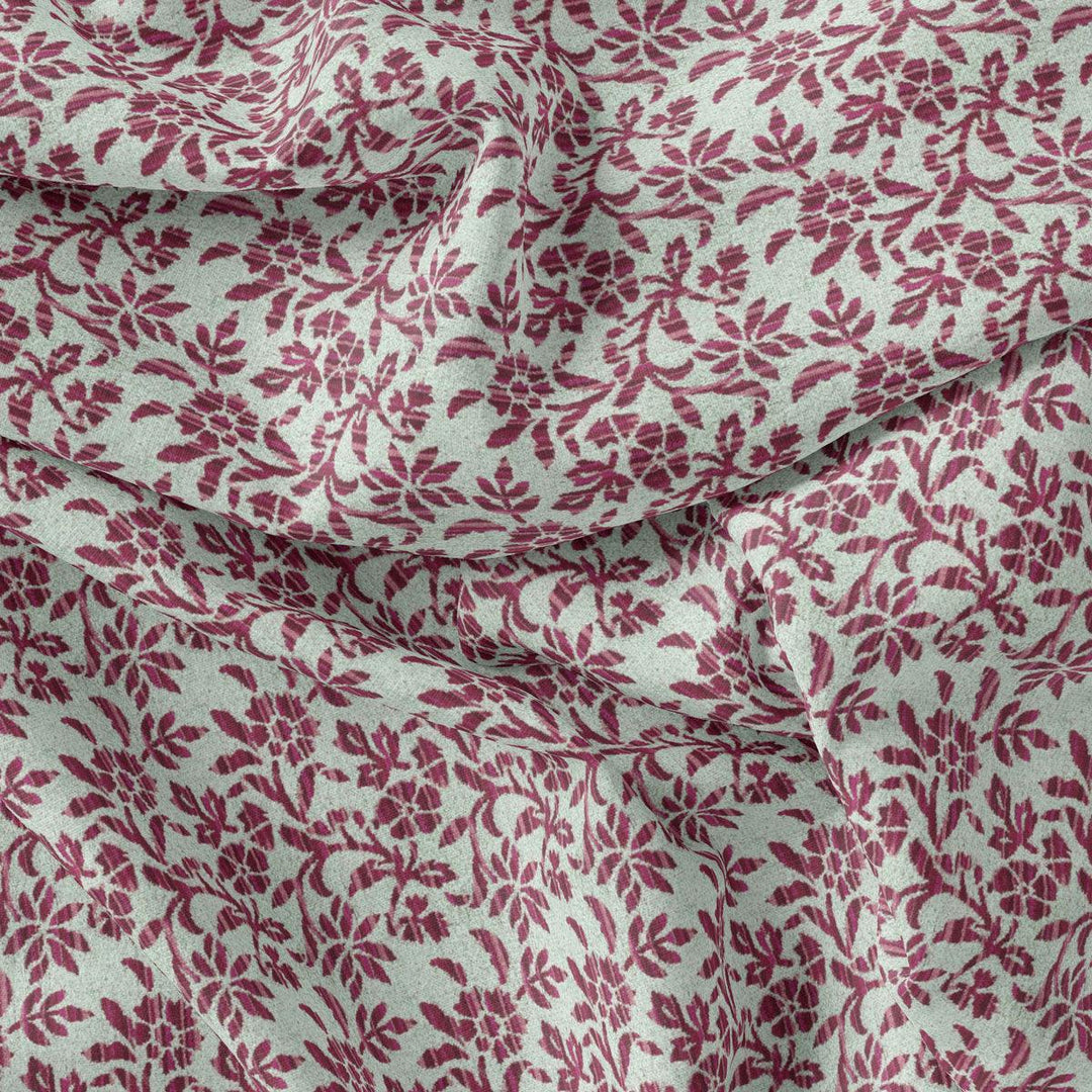 Off White Flower Silk Crepe Printed Fabric - FAB VOGUE Studio®