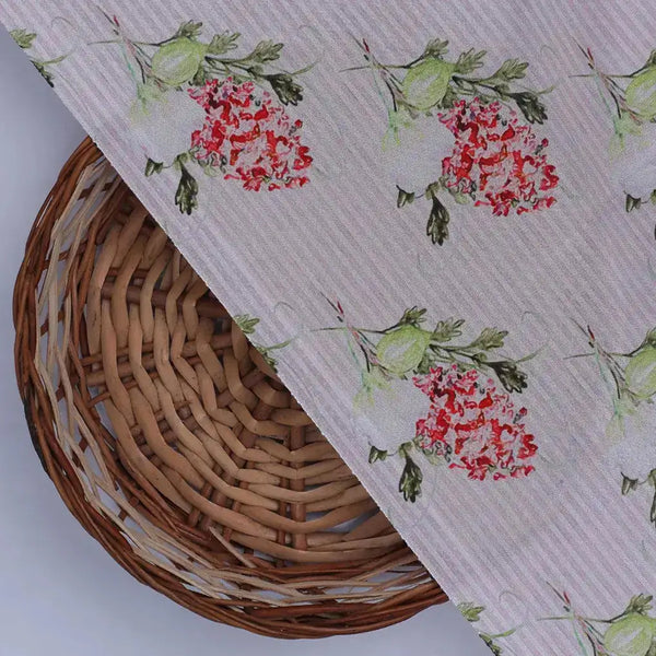 Pink Flower Pack With Stripes Digital Printed Fabric  - Crepe – cr 0 ma012731 110 pink flower pack with stripes digital printed fabric crepe 2 - alternate view