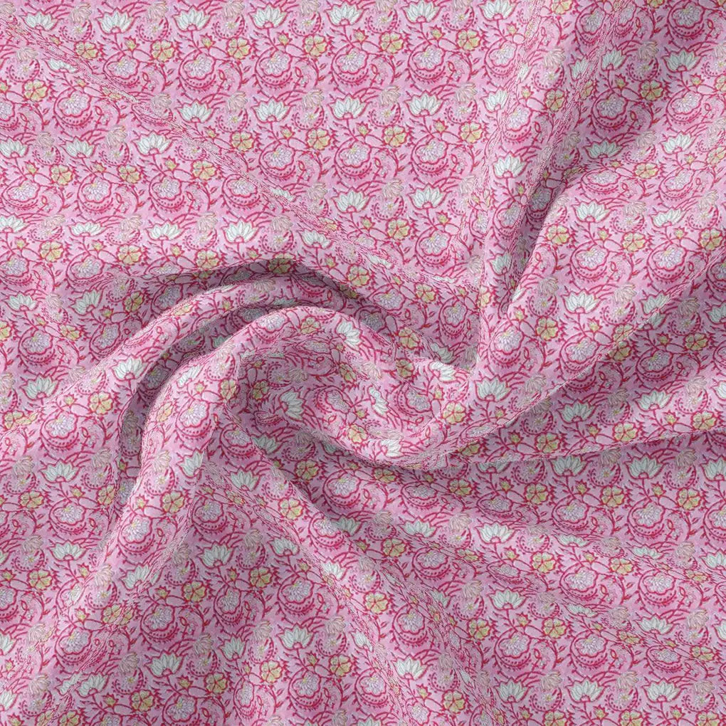 Pink Jecobean Silk Crepe Printed Fabric – cr 0 ma01297 110 pink jecobean silk crepe printed fabric 1