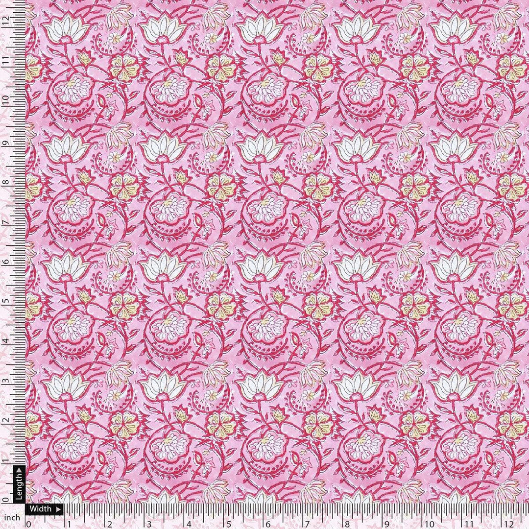 Pink Jecobean Silk Crepe Printed Fabric - FAB VOGUE Studio®