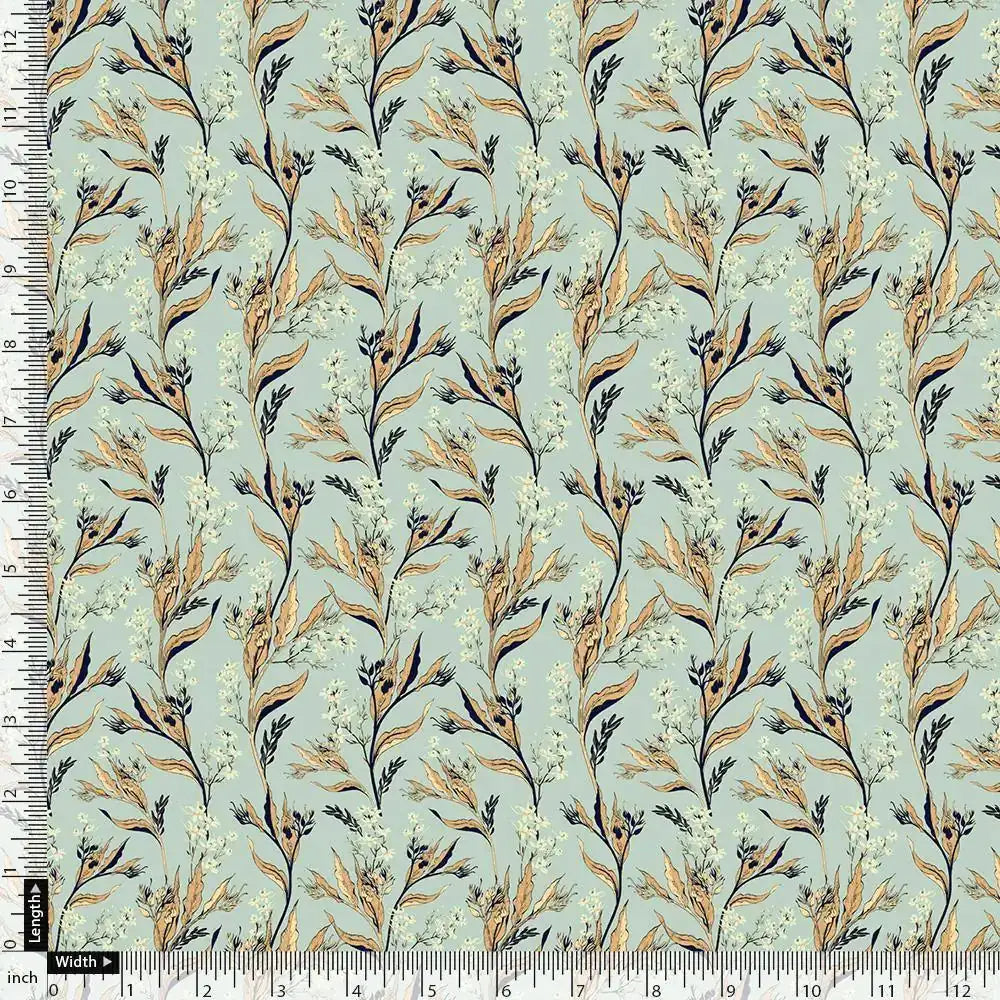 Fluid Rama Crop Branch Motif Digital Printed Fabric - Crepe - FAB VOGUE Studio®