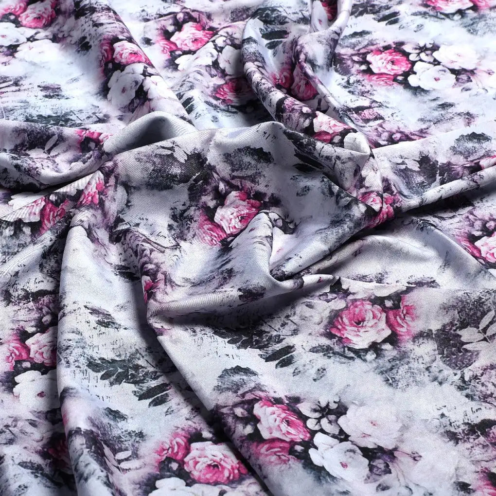 Vintage Floral Art Collection Digital Printed Fabric - Silk Crepe – cr 0 ma015211 110 vintage floral art collection digital printed fabric silk crepe 1