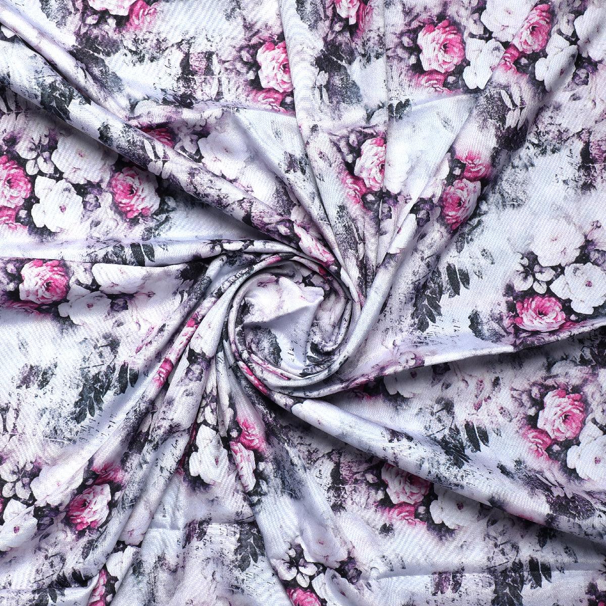 Vintage Floral Art Collection Digital Printed Fabric - Silk Crepe - FAB VOGUE Studio®