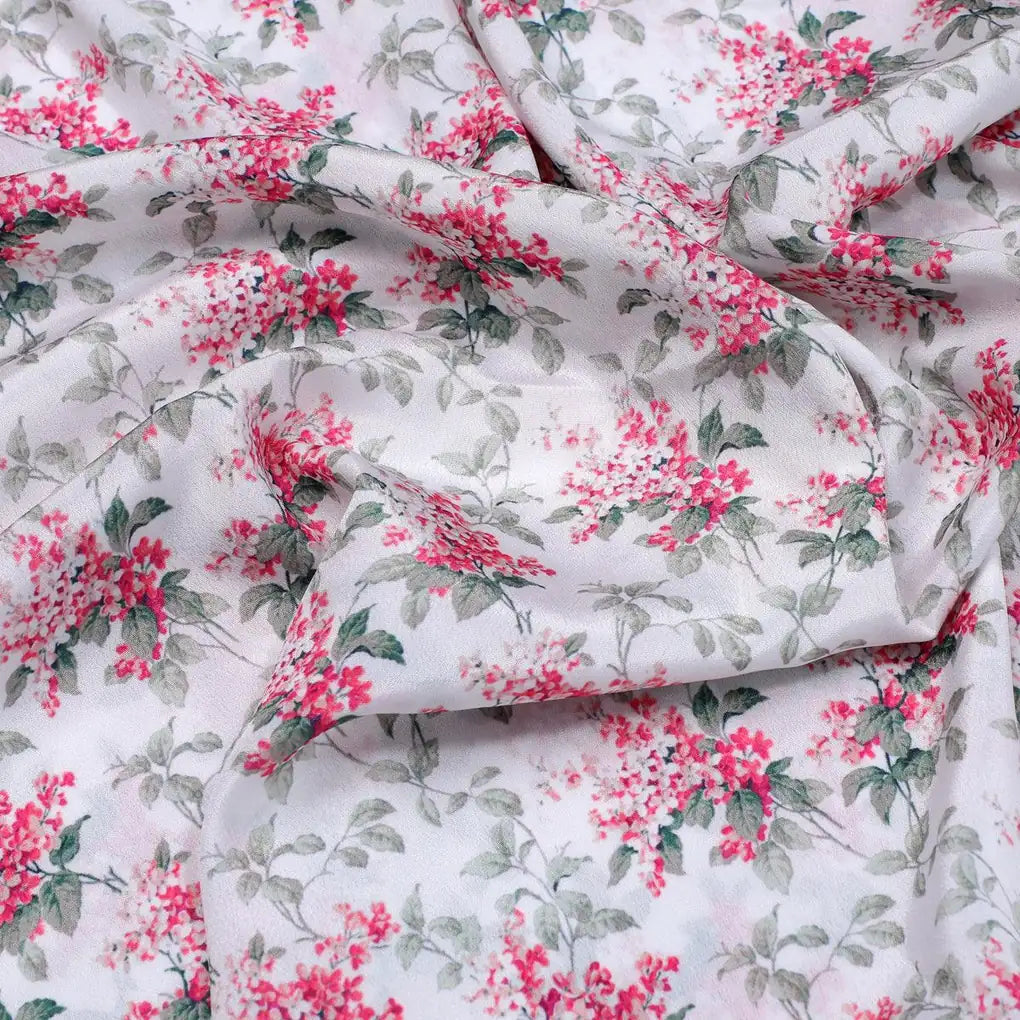 Tiny Daffodil Flower With Birch Leaves Digital Printed Fabric - Silk Crepe – cr 0 ma016202 110 tiny daffodil flower with birch leaves digital printed fabric silk crepe 3
