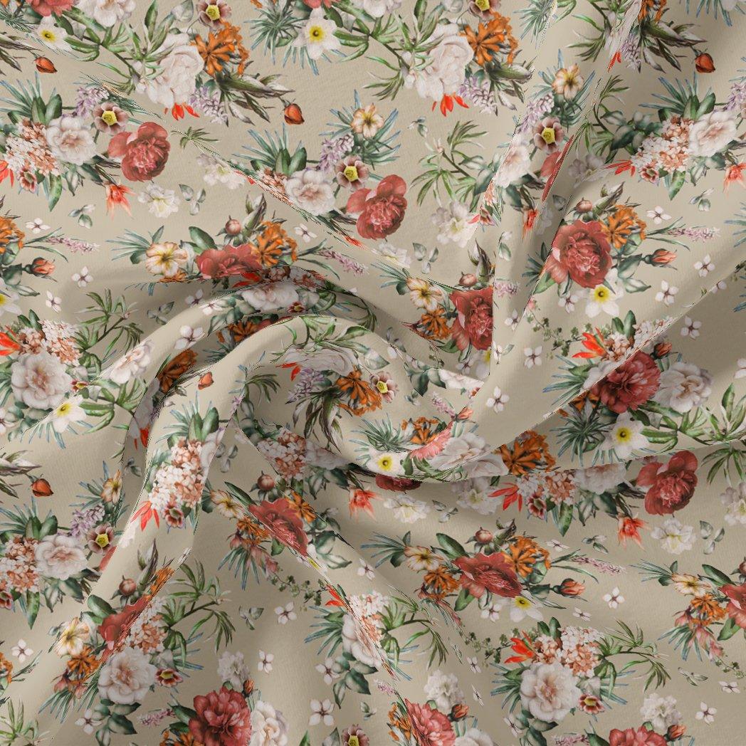 Morden Colour Flower Bunch Digital Printed Fabric - Silk Crepe - FAB VOGUE Studio®