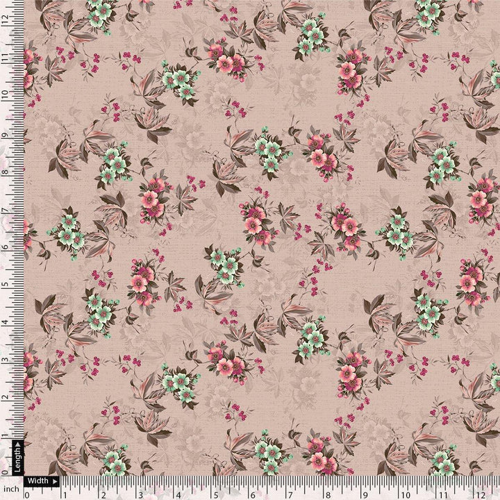 Tiny Sunflower Pista With Mandys Pink Digital Printed Fabric - Silk Crepe - FAB VOGUE Studio®