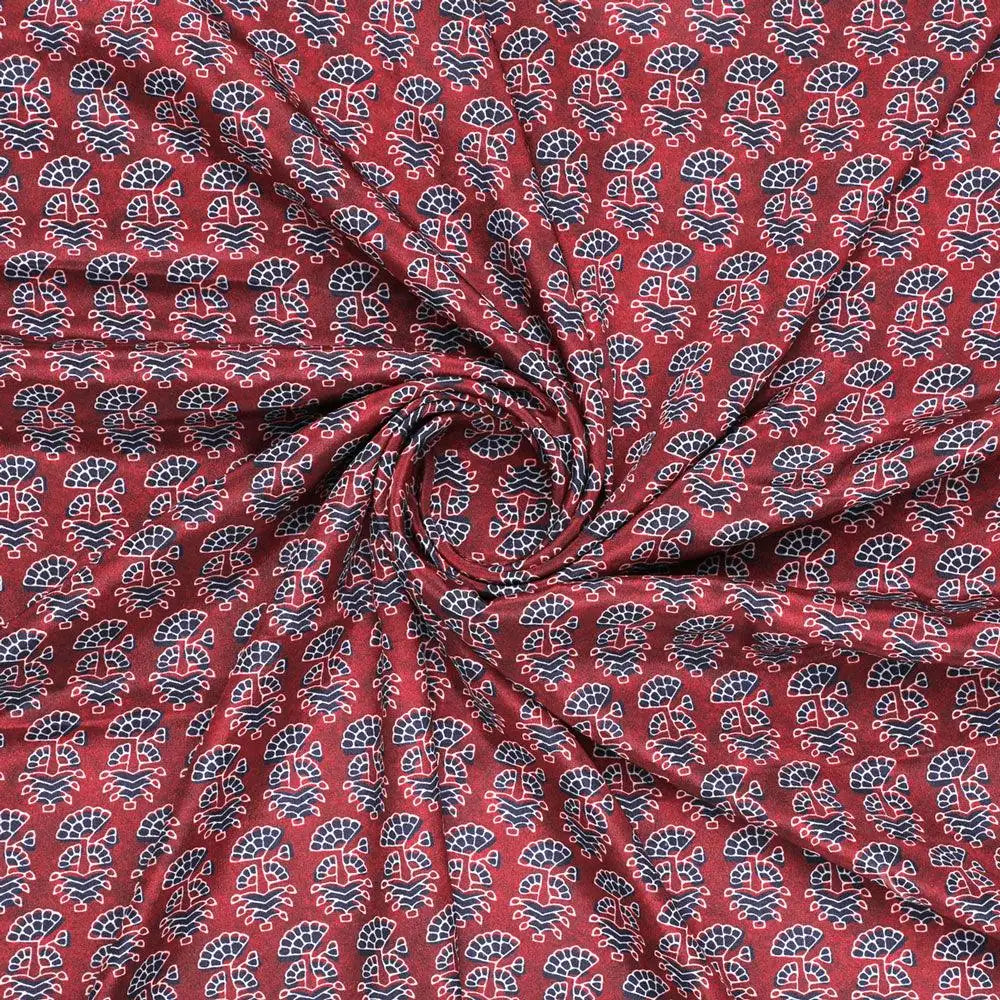 Decorative Flower Tree Redish Digital Printed Fabric - Crepe – cr 0 ma0182 110 decorative flower tree redish digital printed fabric crepe 1
