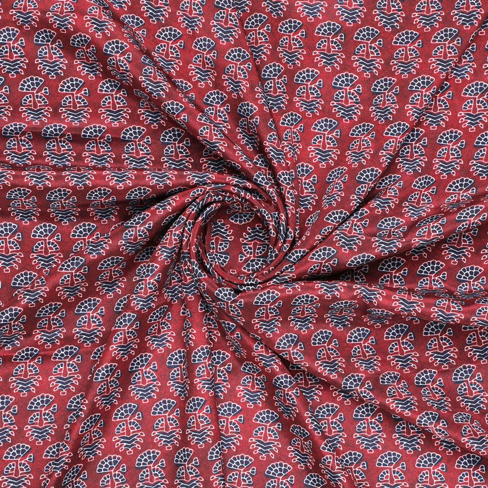 Decorative Flower Tree Redish Digital Printed Fabric - Crepe - FAB VOGUE Studio®