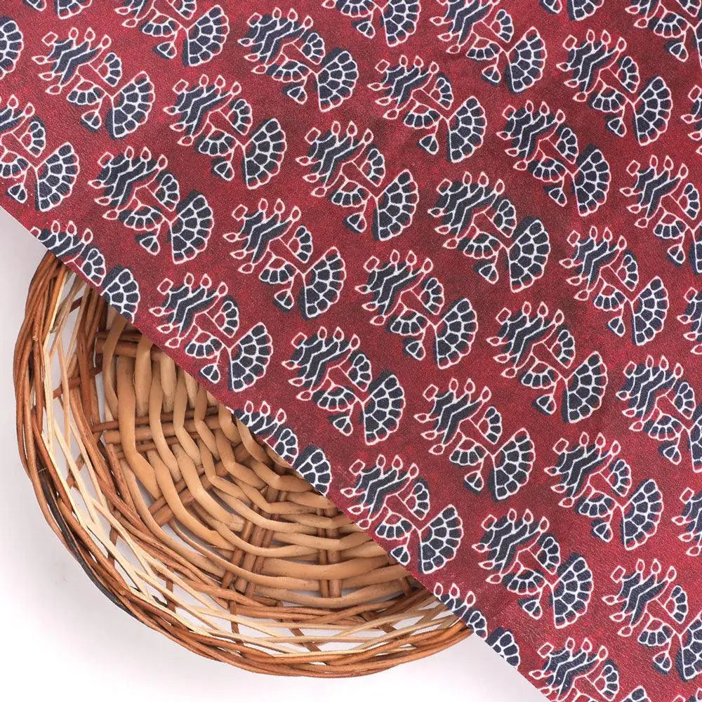 Decorative Flower Tree Redish Digital Printed Fabric - Crepe – cr 0 ma0182 110 decorative flower tree redish digital printed fabric crepe 2