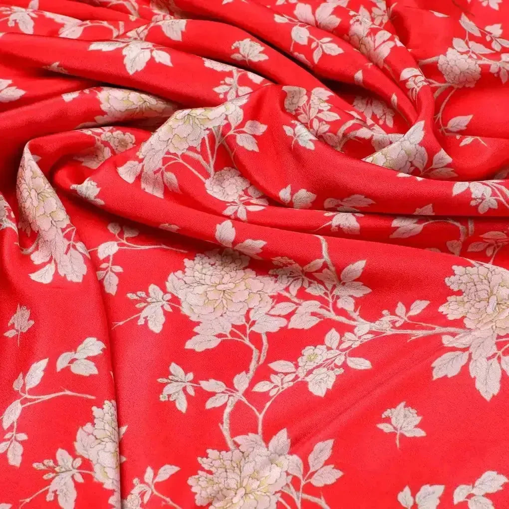 Flower Bunch On Dreamy Orange Digital Printed Fabric  - Crepe – cr 0 ma03131p3 110 flower bunch on dreamy orange digital printed fabric crepe 3